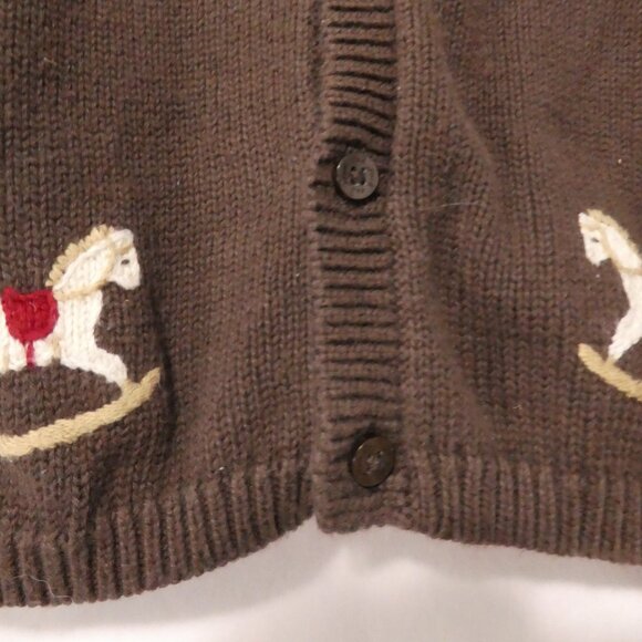 JANIE AND JACK | 12 to 18 months | Vintage Rocking Horse | Brown Cardigan - Picture 8 of 16